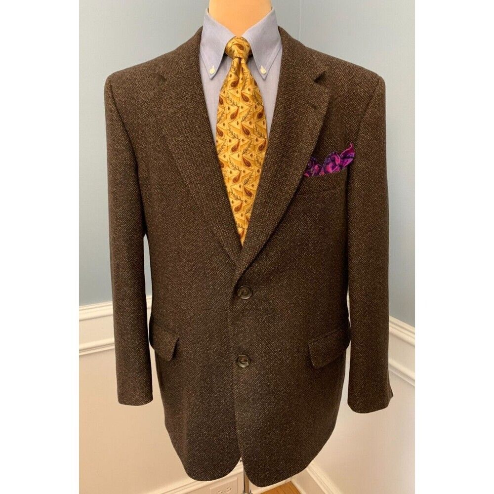 Murano Tweed Blazer Mens 44R Wool Cashmere Blend Jacket Brown Sportcoat